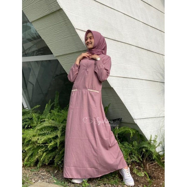 Gamis katun asdf Dress katun polos super jumbo size L XL XXL 3XL 4XL LD 100 110 120 130 140 Dress muslim yasmin