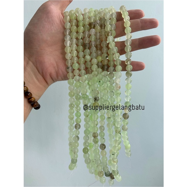 bahan batu kuarsa hijau green quartz 8mm healing yoga therapy craft