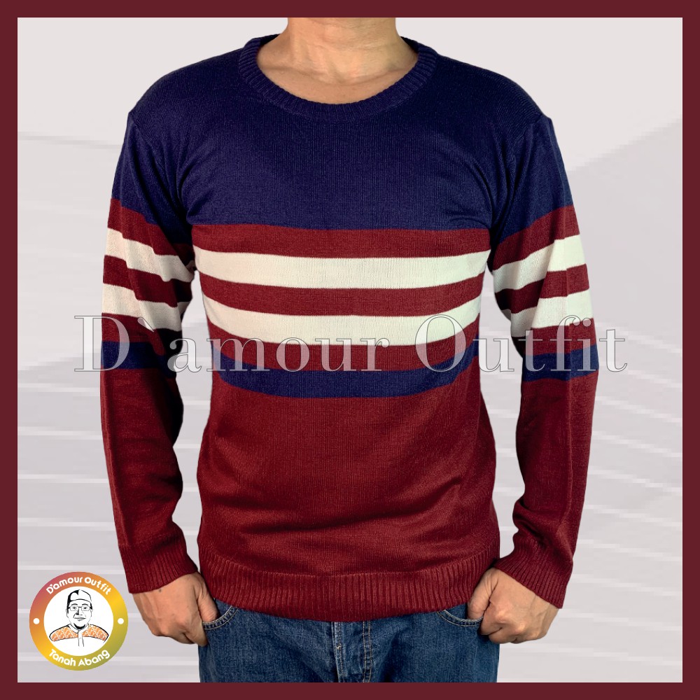 Sweater Rajut, Sweater Rajut Pria, Sweater Rajut Stripe, Sweater Pria 12 Get Premium Quality