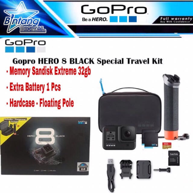 Gopro Hero 8 Black Special Bundle - Gopro 8 Black Paket Spesial - Hero 8 Black Paket Lengkap