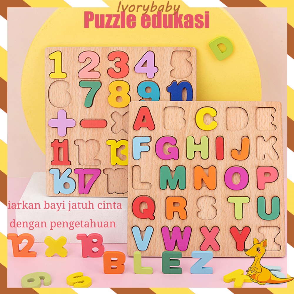 Ivorybaby Mainan edukasi bayi jigsaw wooden toys puzzle kayu