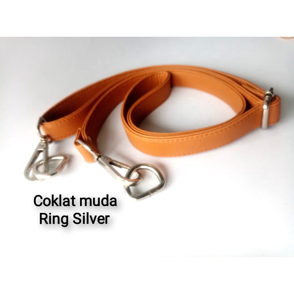 Strap 2 cm Variasi Coklat Ring SILVER Selempang kulit sintetis Ring SILVER Tebal high quality /HANDLE TAS SLINGBAG/slempangWanita