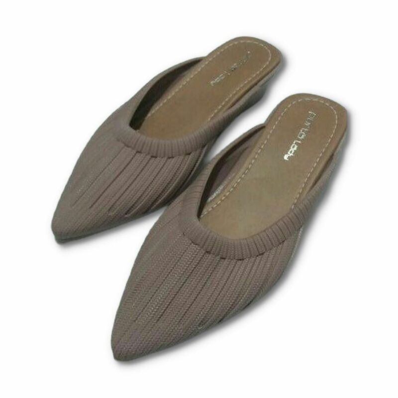 Porto DTA - Sendal Selop Karet Wanita Motif Salur Depan Hak 2 cm Ukuran 36 - 40