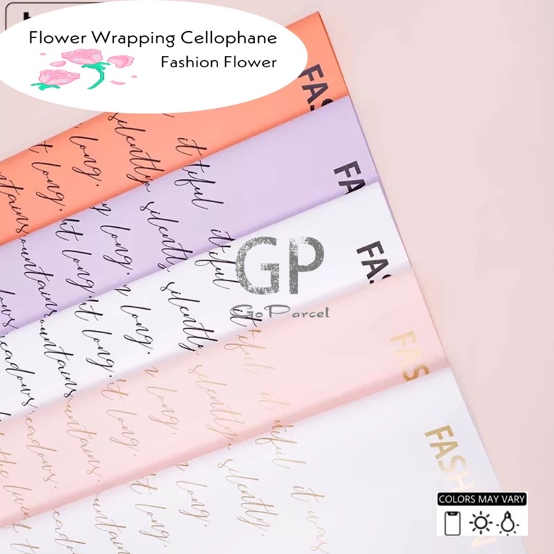 ( 5 Lembar ) FASHION FLOWER - FLOWER WRAPPING PAPER KOREAN PLASTIC CELLOPHANE KERTAS BUNGA BUKET FLORIST CLASSI AESTHETIC