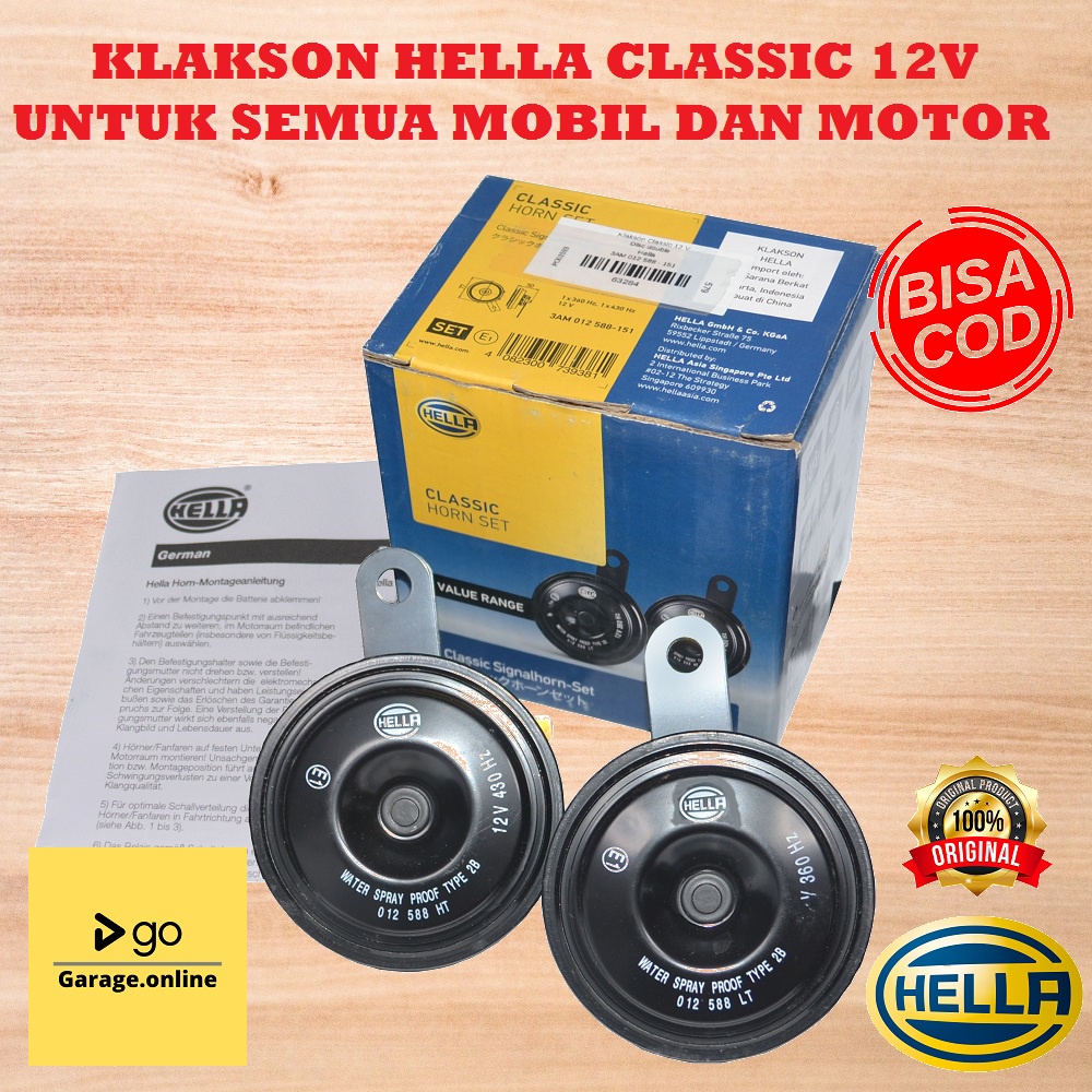 Klakson Hella Classic Double Disk 12Volt Original Untuk Semua Mobil &amp; Motor