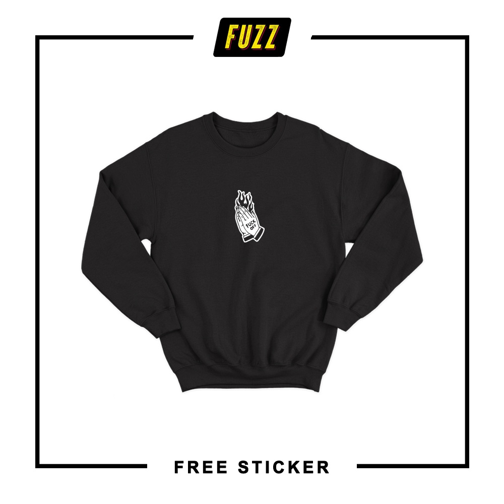 Crewneck Fuck Off Sweater Distro Oversize Sweatshirt Pria Dan Wanita