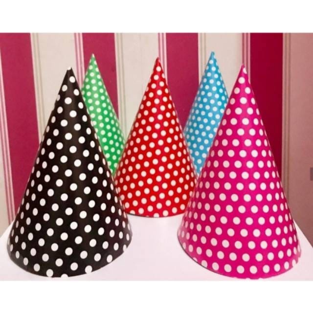 Topi Ulang Tahun Motif Polkadot / Topi Kerucut Polkadot