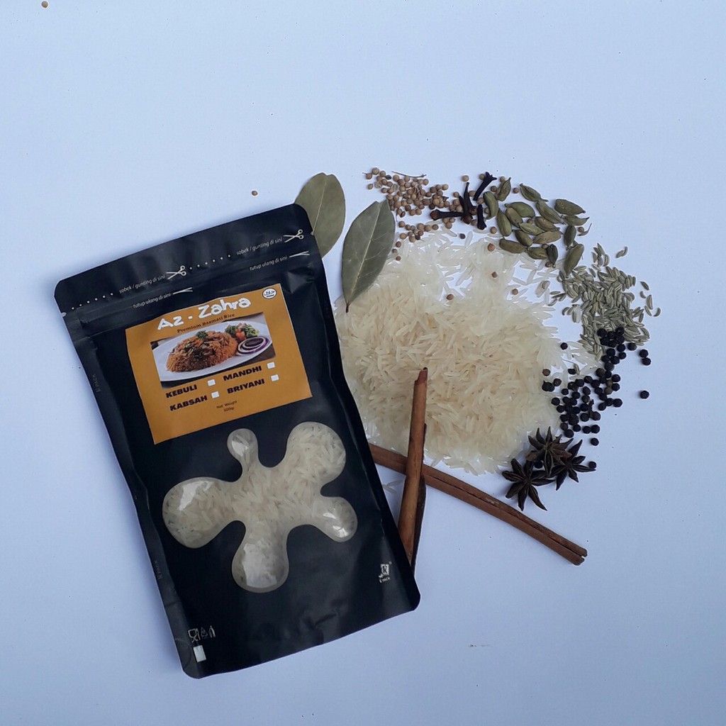 

Beras Basmati premium 300gram lengkap dengan bumbu dan rempah