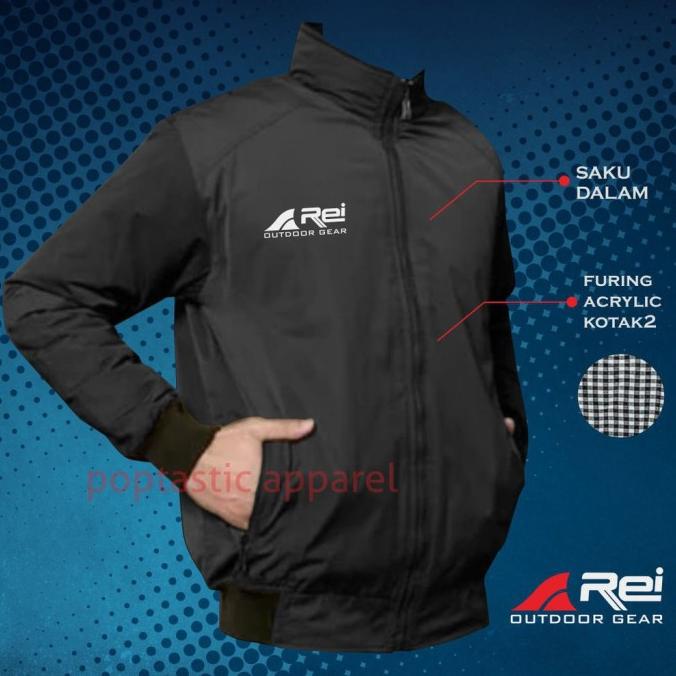 Jaket Pria REI Outdoor Semi Waterproof Anti Air Jaket Harrington Musim
