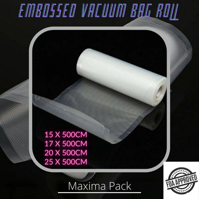 Plastik vakum 5 meter emboss Roll - vacuum bag roll - Plastik Vakum Emboss