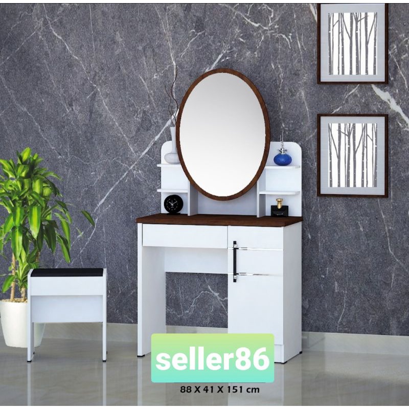 MEJA RIAS SLIDING PUTIH COKLAT / MEJA RIAS SLIDING MINIMALIS