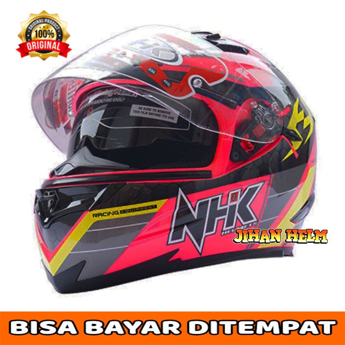 HELM / NHK / HELM NHK / HELM FULL FACE NHK RX9 NAVY PINK FLOURIZENT TERMURAH