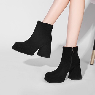 suede high heel ankle boots