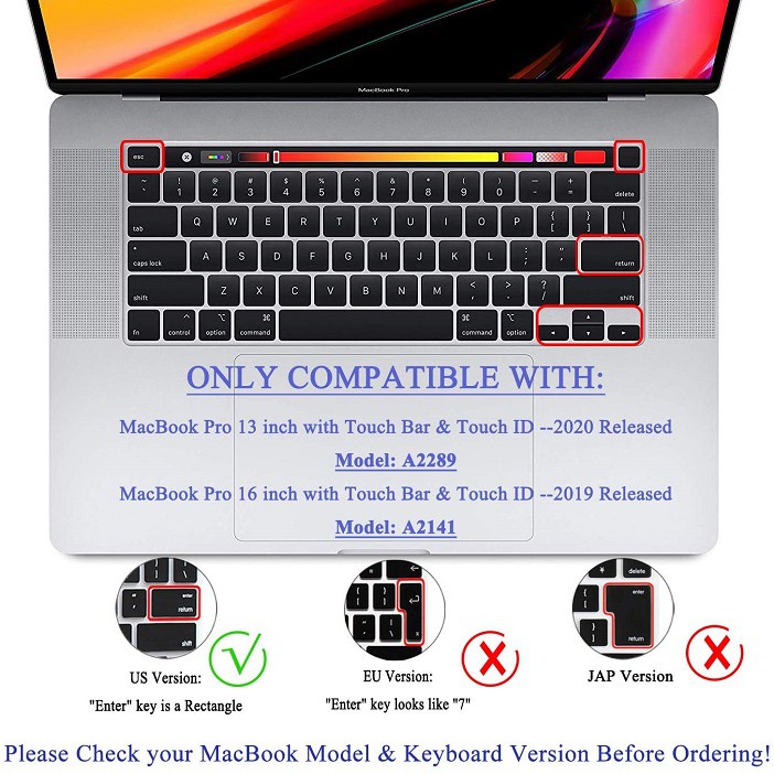 Silicone Keyboard Cover Protector Macbook Pro 13 inch M1 2020 Series A2289 A2251 A2338 dan New MacBook Pro 16 inch A2141 2020