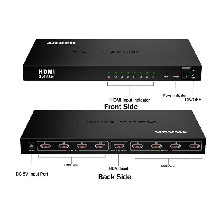 HDTV Splitter 8 Ports Converter (1 Input To 8 Output)/ HDmi Splitter 1*8