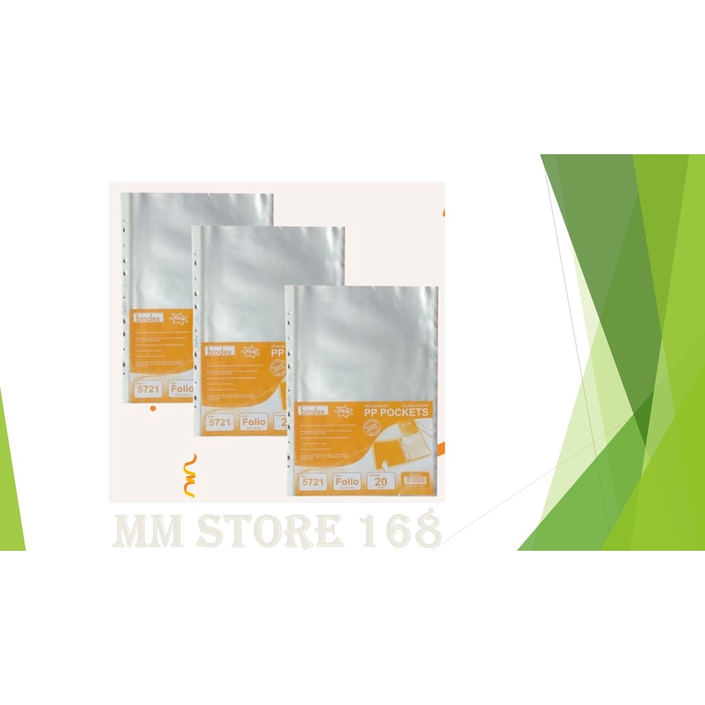 

PP Pocket / Plastik Pocket / Sheet Protector Uk Folio ( F4 ) Merk Bindex 5721 ( Isi 20 lembar )