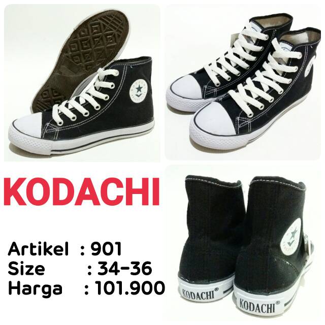 Sepatu sekolah unisex kodachi 901 black white murah size tanggung