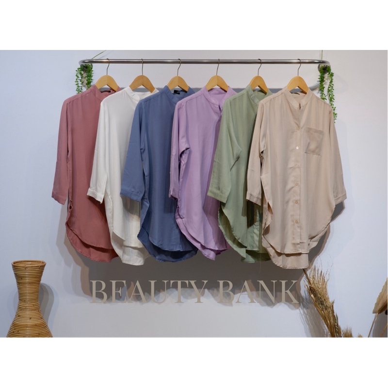 Kemeja Tunik Polos Shakila Premium Mango Stretch Botegga/ Atasan Muslim Wanita