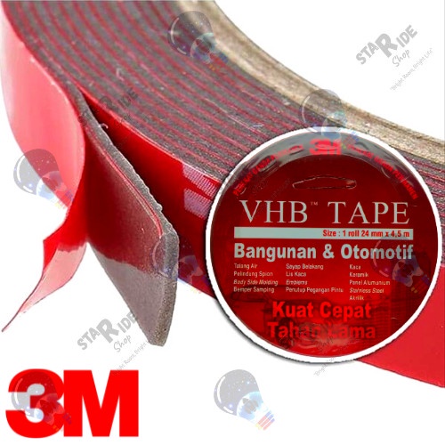 

Buruan 3M Vhb Double Tape Foam Automotive Mobil 4900 Merah Size 24Mm X 4.5M Hemat