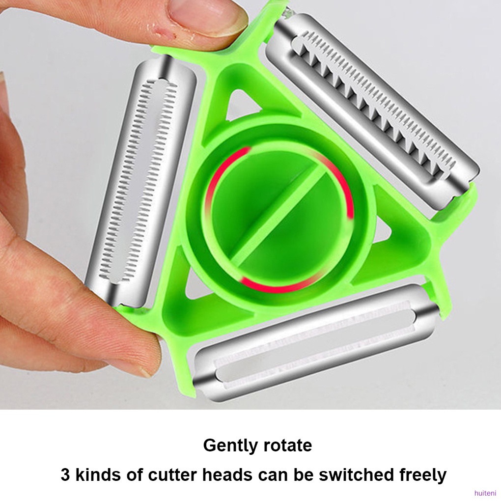 Fruit Peeler 3-in-1 Stainless Steel Vegetable Slicer Rotating Handle Kitchen Shredder, Green huiteni.id