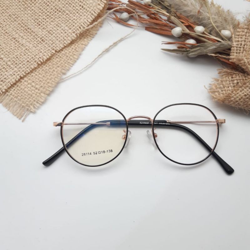 Frame kacamata F28114 material besi kuat dengan lensa antiradiasi dan photocromic
