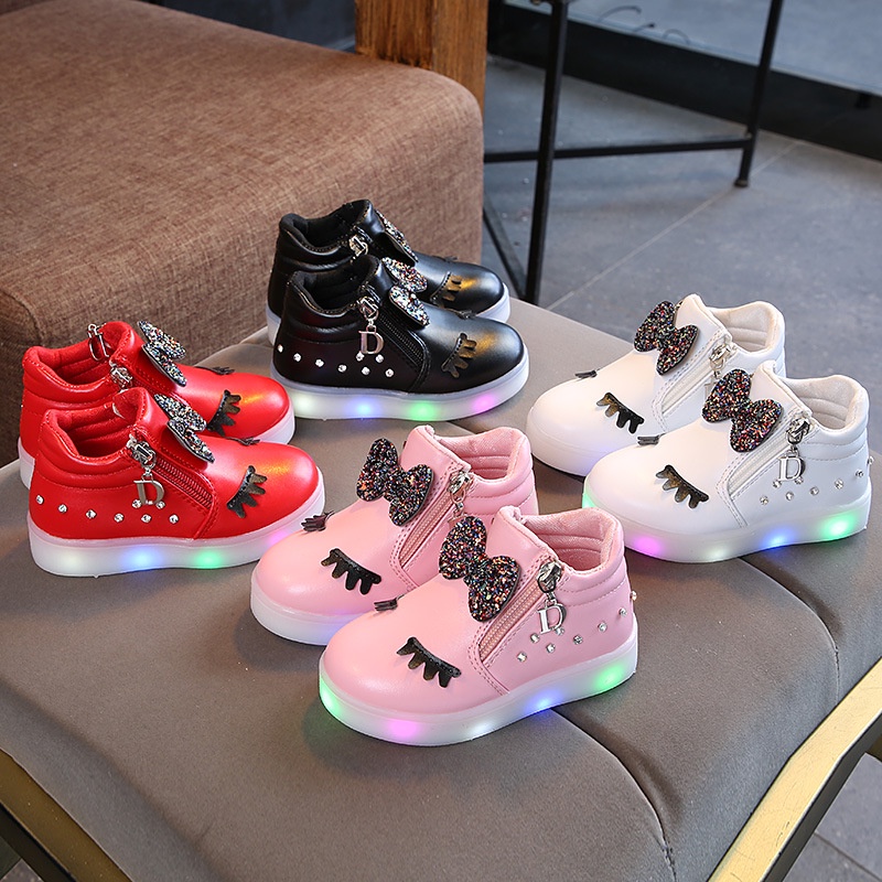 LED2-Sepatu Lampu Sneaker Anak Perempuan Mata Import