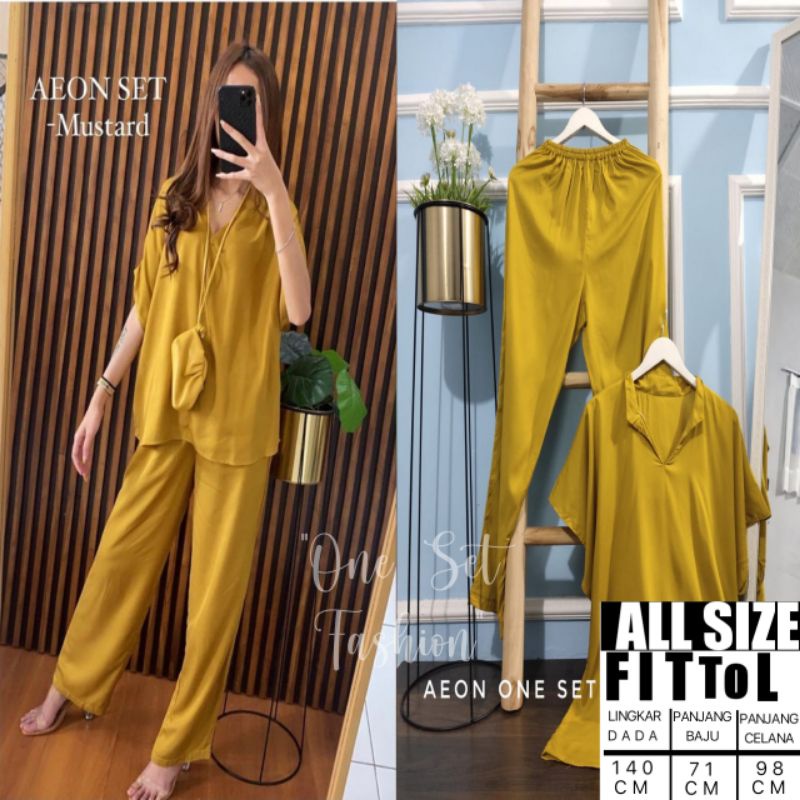 AEON ONE SET Rayon Polos Lengan Pendek Busui All Size LD 140