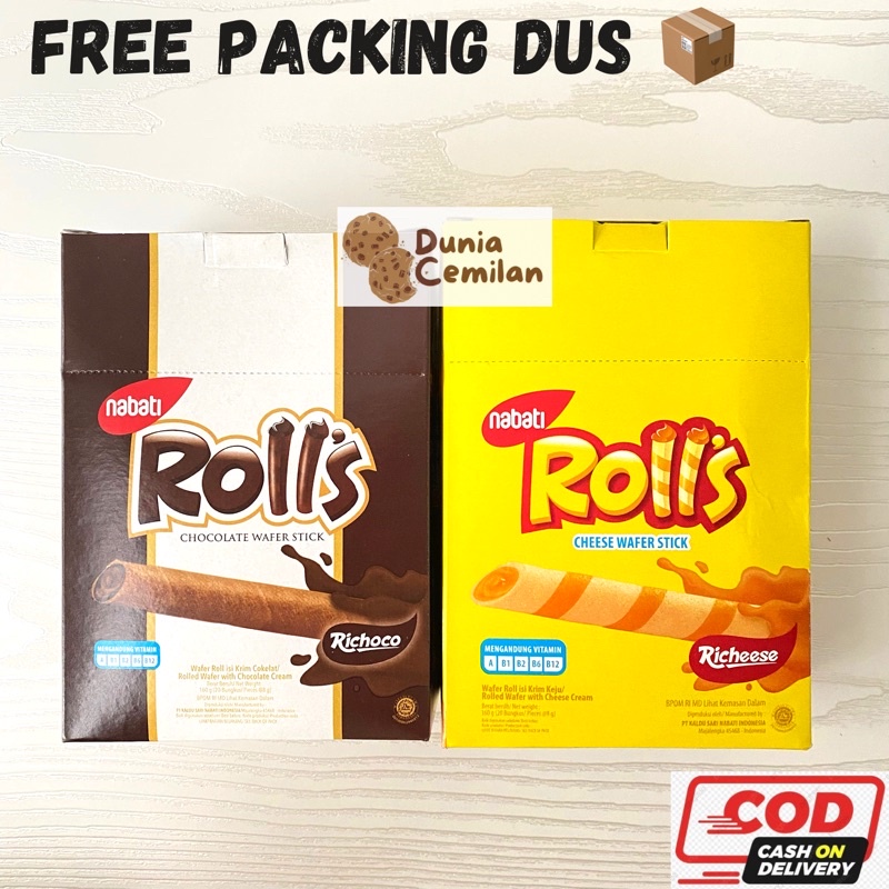 

[TERMURAH!!] NABATI ROLLS 1 PAK (20X8GR) - Wafer roll krim