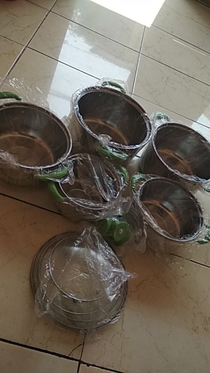 Subron Panci Set Tutup Kaca 5 In 1 Panci Sup Sop Gagang Warna Hijau