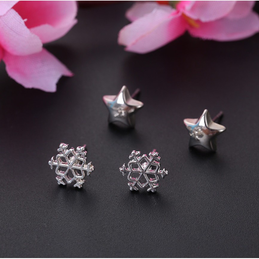 12 Pasang Anting Tindik Set Gaya Korea Fashion Stud Earrings Korean Style Giwang Tusuk High Quality