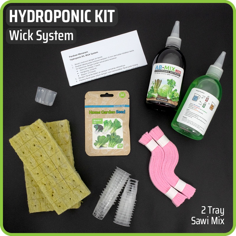 Paket Pemula Hidroponik Lengkap - Hydroponic Kit Wick System - 2 Baki
