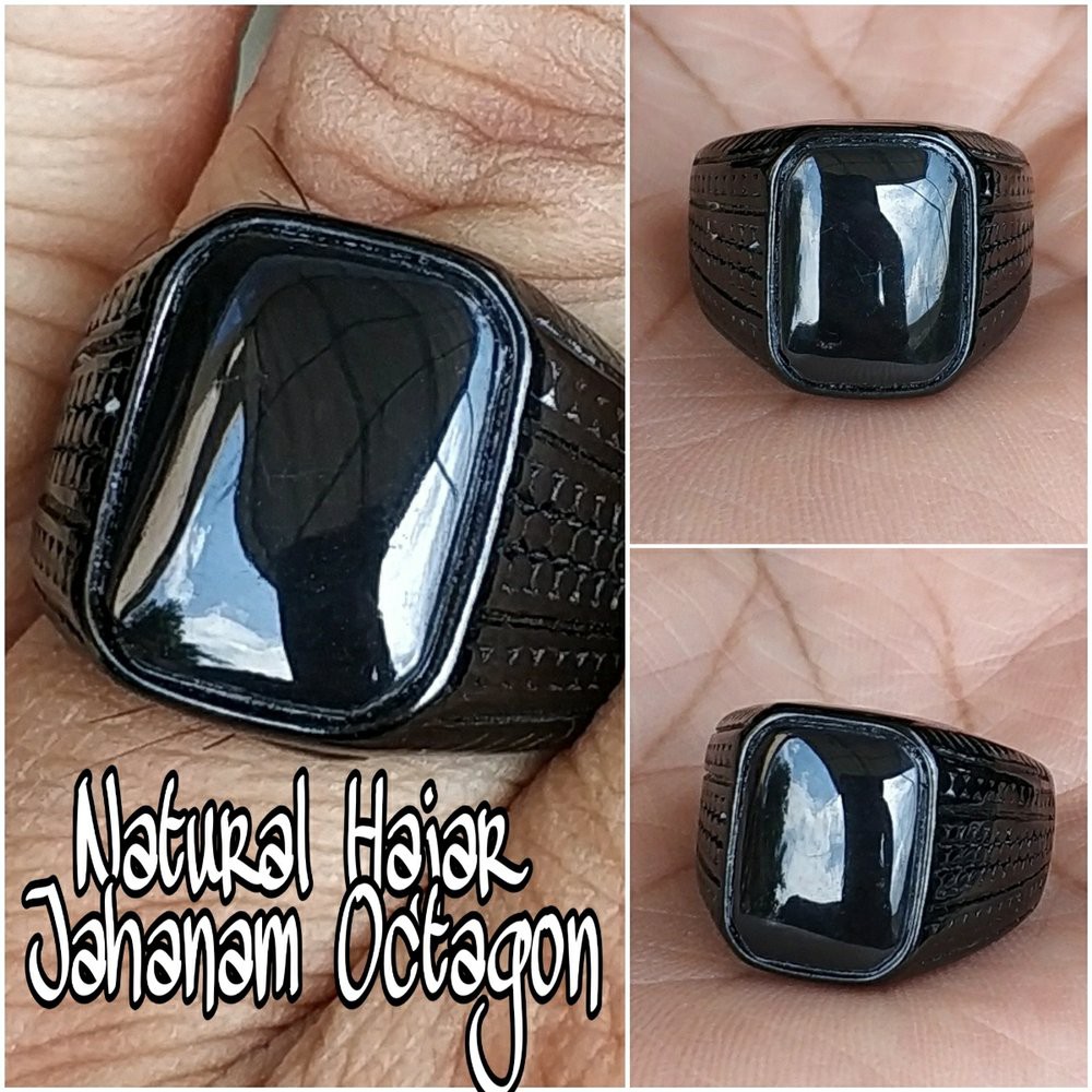 CINCIN BATU AKIK NATURAL HAJAR JAHANAM MINIMALIS OCTAGON TITANIUM MINIMALIS