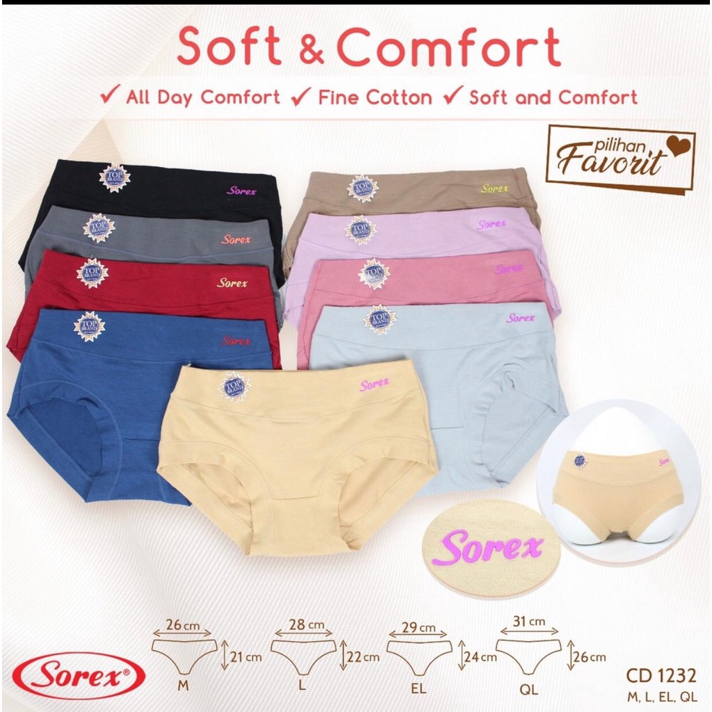 CD SOREX 1232 BASIC | CELANA DALAM SOREX 1232 | CELANA DALAM WANITA SOREX KATUN | ORIGINAL CD SOREX M L XL XXL | SOFT COMFORT WANITA GROSIR -  super soft Best seller - MIDI KATUN STRECH 1232 BASIC - PANTIES ORIGINAL - ARA98STORE