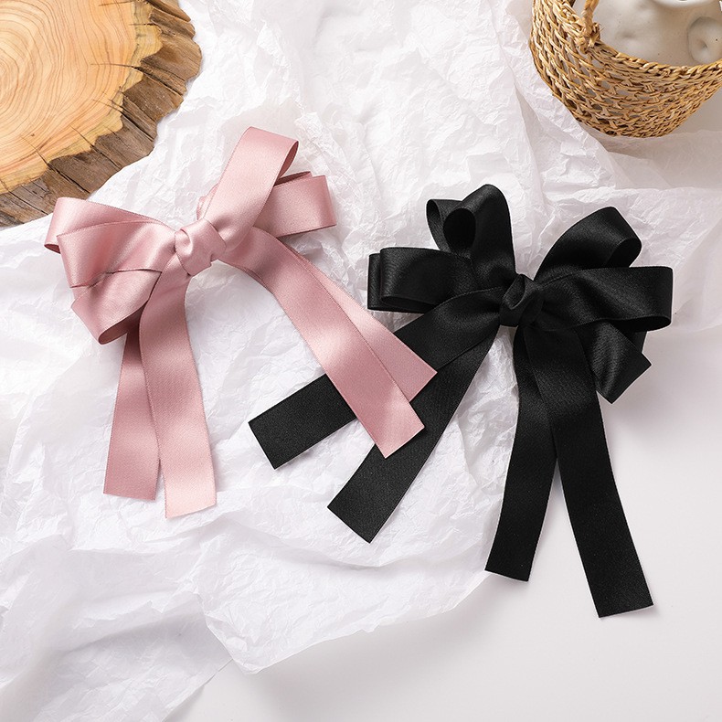 Jepit Rambut Pita Satin Warna Polos Untuk Wanita / Jepit Pita Satin Fashion Wanita Import