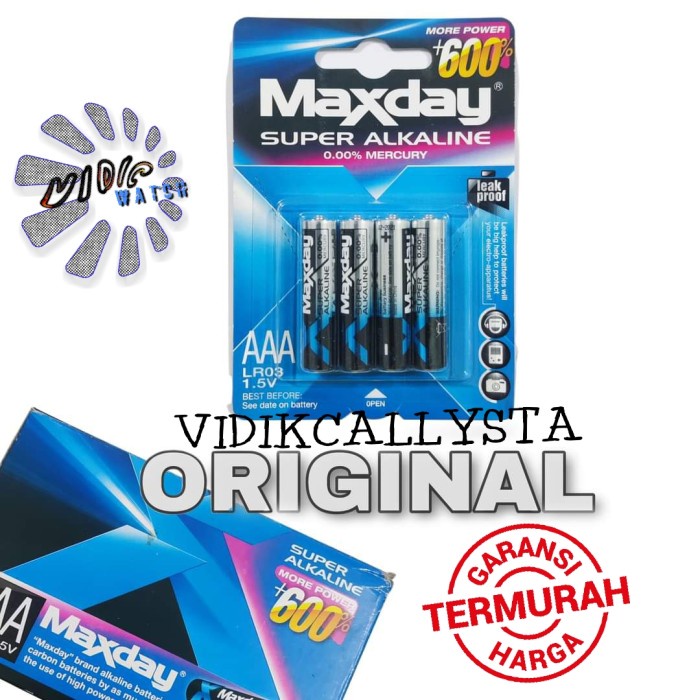 ORIGINAL BATU BATRE BATTERY SUPER ALKALINE A3 AAA LR03 ASLI 4PCS