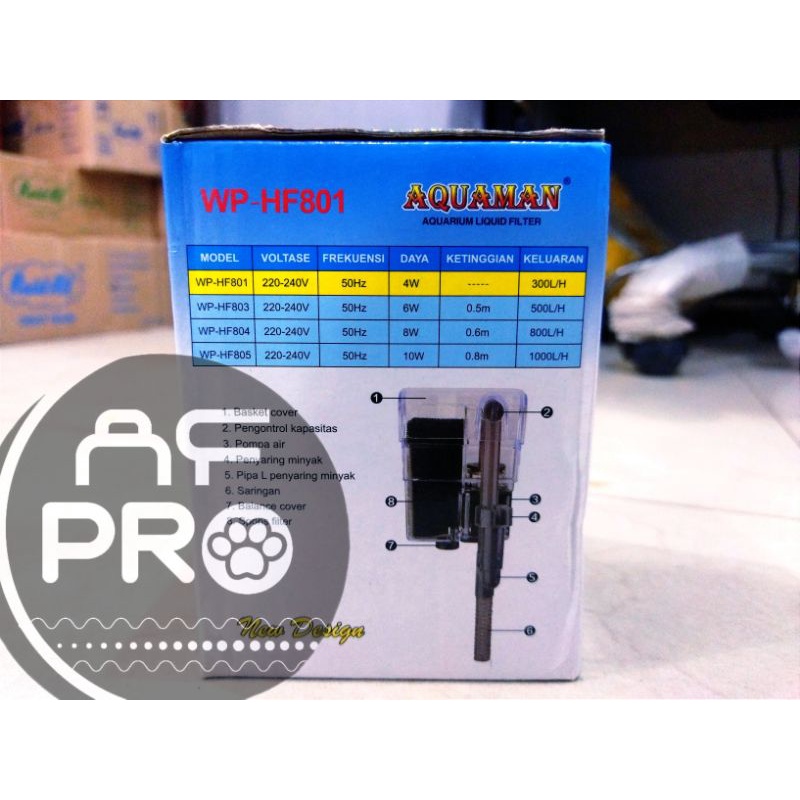 PROMO MURAH Pompa Aquarium aquascape Hanging Filter AQUAMAN WP HF 801