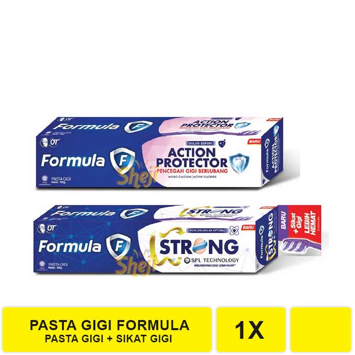 PASTA GIGI FORMULA ACTION PROTECTOR 190 GRAM / ACTION STRONG 160 GRAM + GRATIS SIKAT GIGI