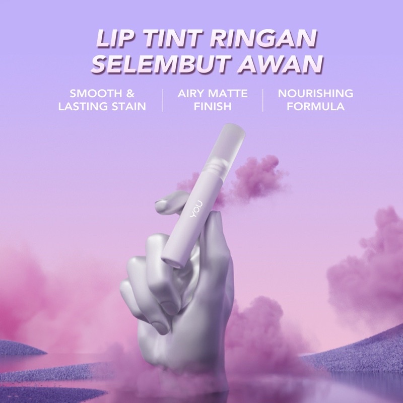YOU Cloud Touch Fixing Lip Tint Soft Velvet Finish Lip Stain | Korean Style Lipstik Bibir | Melembapkan Tahan Lama liptint with Ceramide