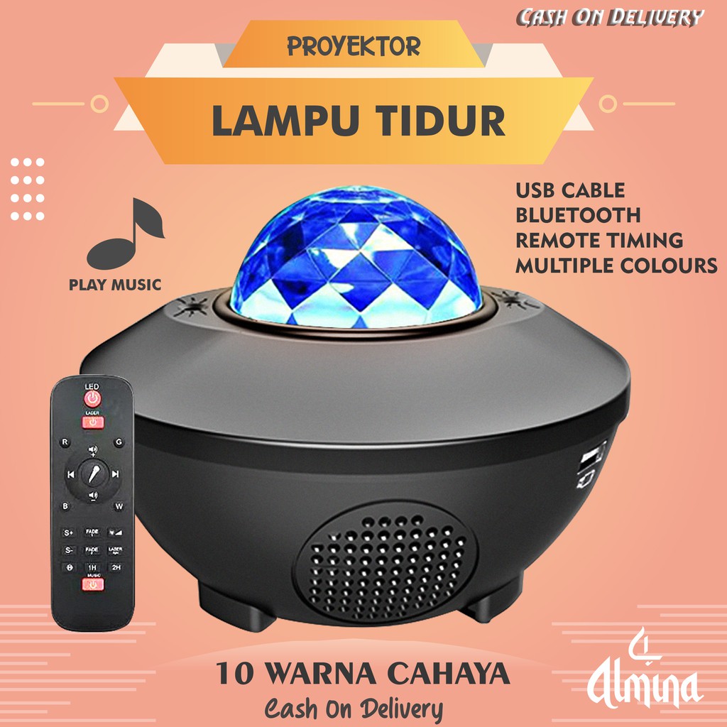 LAMPU PROYEKTOR DENGAN SPEAKER LANGIT MALAM BINTANG 2IN1 GALAXY NEBULA LAMP STARRY PROJECTOR LIGHT LAMPU TIDUR