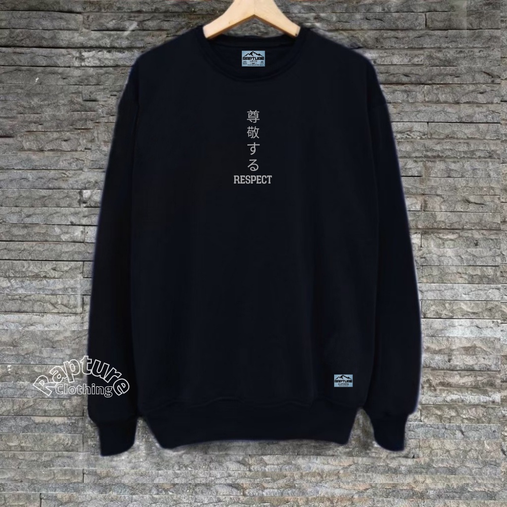 Sweater Crewneck Pria Wanita Cod Warna Hitam List Respect Original Premium Rapture Clothing Oversize Unisex Switer Krunek Kekinian