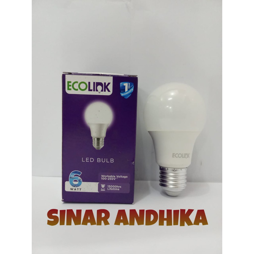 LAMPU LED BULB ECOLINK WARNA PUTIH 6 WATT