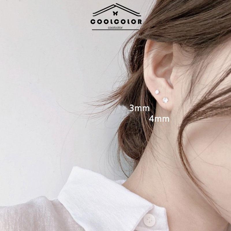 COD❤️1PCS Titanium Steel Real Zircon Super Shiny Stud Earrings Diamond Stud Earrings Jewelry Fashion Wanita Korea Aksesoris