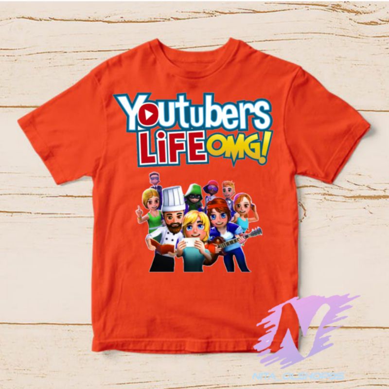 kaos YouTubers life OMG kaos anak mobile