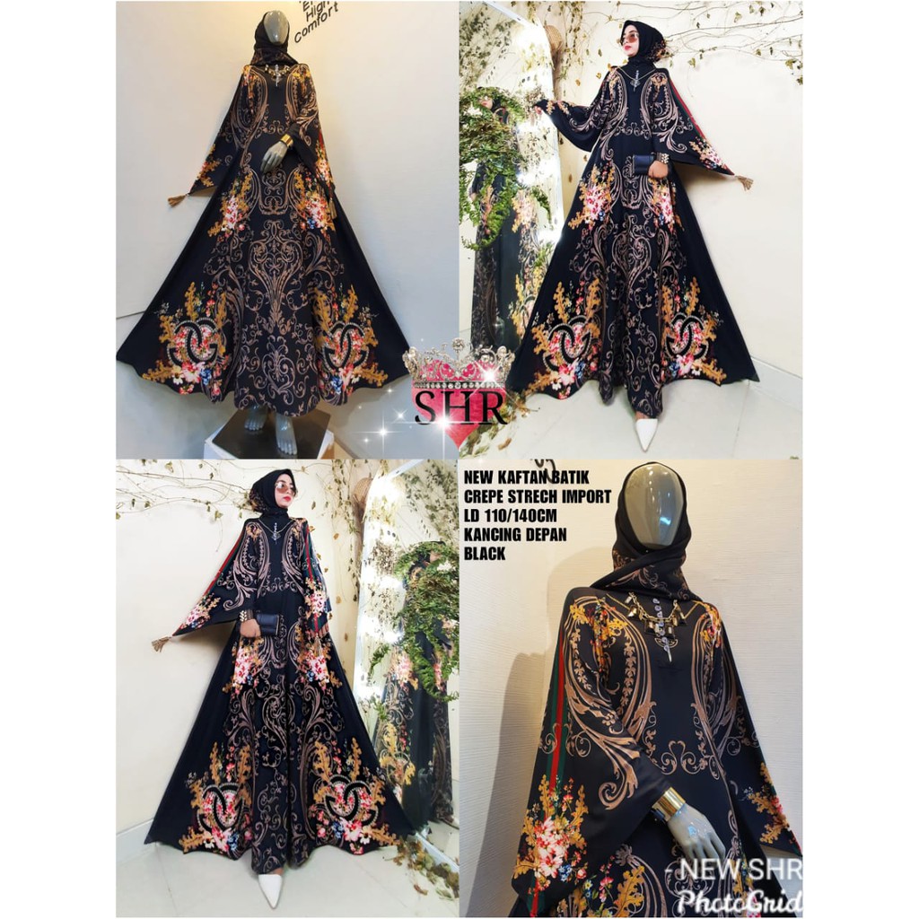 48 READY !!! ORI SHR !!! KAFTAN BATIK CREPE STRETCH  BUSUI FRIENDLY BIG SIZE