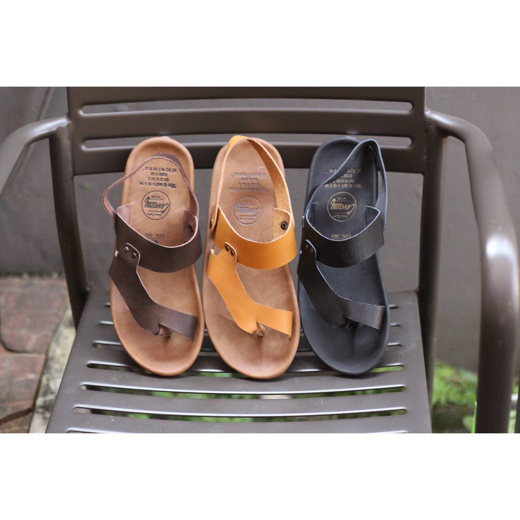 SANDAL PRIA ORIGINAL CEVANY RIOT SERIES TAN KULIT ASLI
