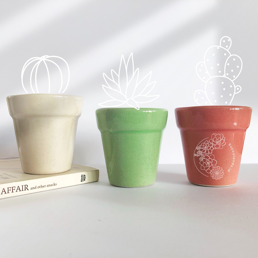 Pot Keramik Basic Kecil | Pot Kaktus, Pot Mini, Pot Ceramic, Porcelain