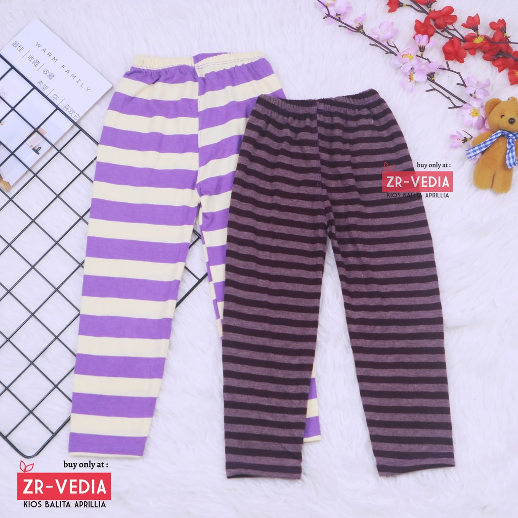 Legging Salur  3-4 Tahun / Celana Panjang Anak Perempuan Legging Pants Cewek Grosir Murah Stripe