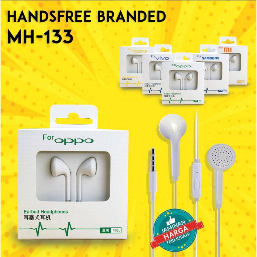 CUAN AKSESORIS - HANDSFREE HEADSET HF EARPHONE KABEL MH - 133 ALL BRAND MURAH
