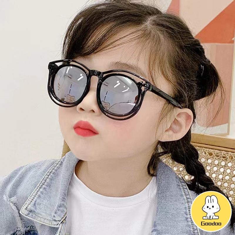 Kacamata Anak-anak Hitam Anti-UV Bulat Baru Kacamata Korea Uniseks Fashion Anti-UV -Doo