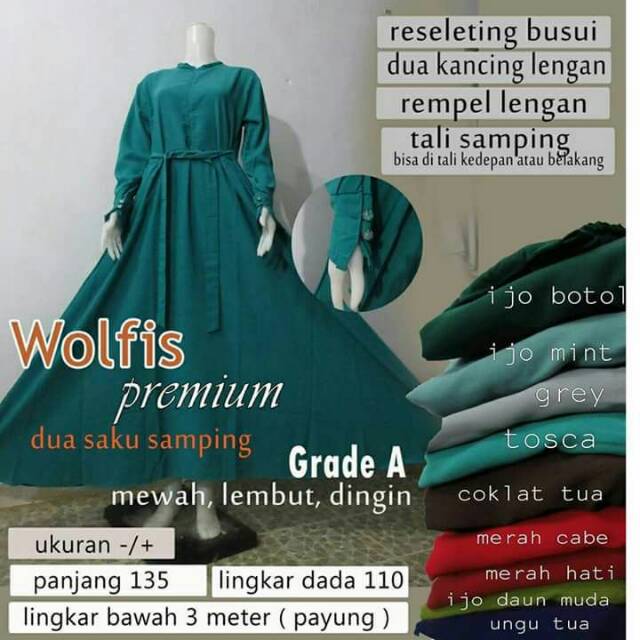 (Grosir Murah!) gamis wolpeach mat wolfis